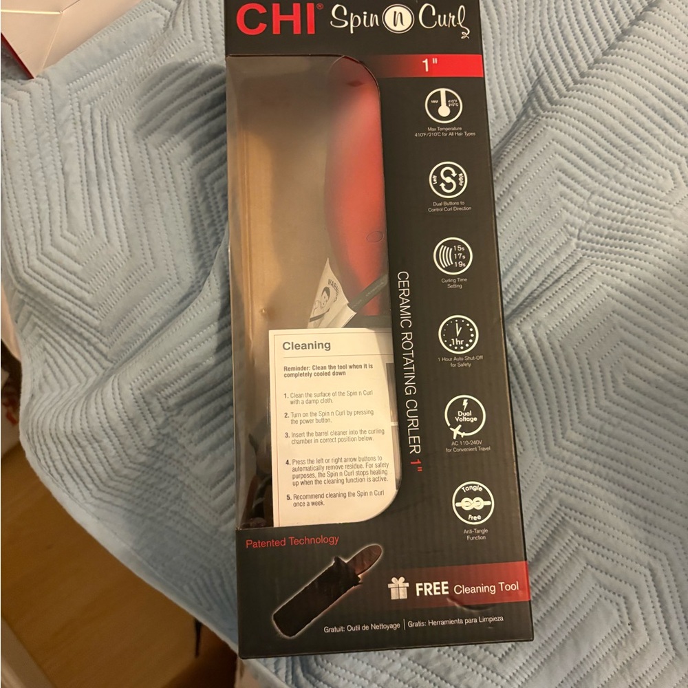 CHI Spin N Curl Ceramic Rotating Curler - Red